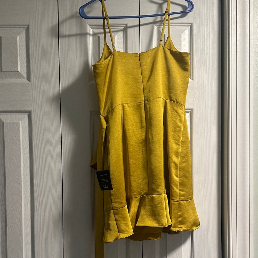 Lulu's Yellow Ruffle Hem Mini Dress - Picture 2 of 3